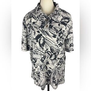 Teddi Women’s Black & White Short Sleeve Cotton Blend Collared Shirt Size: XL‎